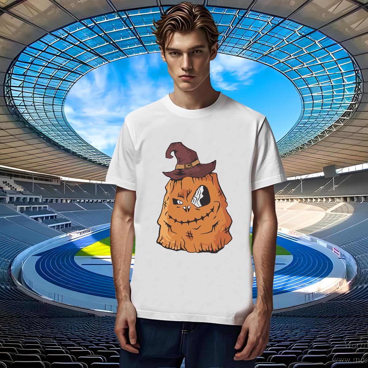 Cool Tshirts 230g 100% Cotton pumpkin T-Shirts for Men Anime Printing Street Breathable Soft White Plus Size 2024 Designer Polos