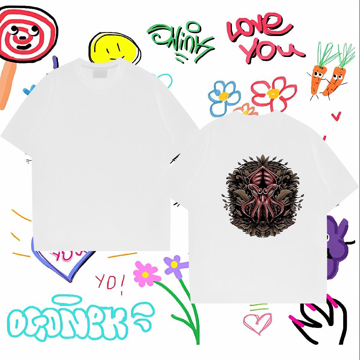 Stylist T Shirts Men 230g Cotton octopus Summer Casual Tees Shirts Breathable Short Sleeve Cool Tshirts Custom Printing