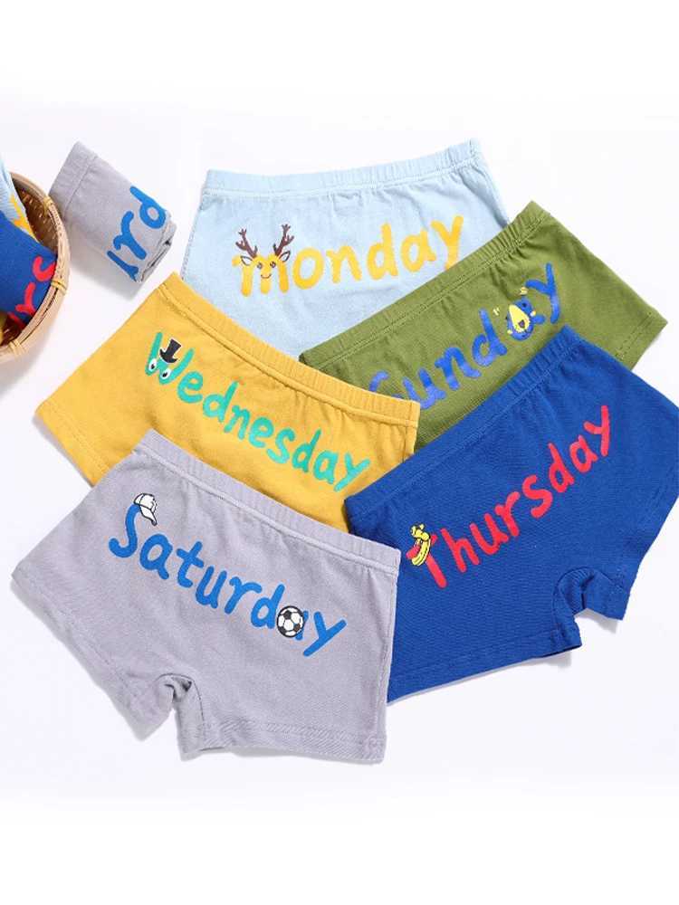 LJMOFA 7 pieces/batch 3-12T teenage boys childrens underwear baby boxing shorts cool multi-color letter underwear B138W240715