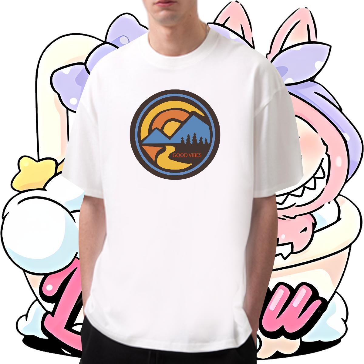 High Quality Mens Tshirts 230g Pure Cotton High Street Hip Hop mountains Cartoon Printing L-4XL Breathable Soft New Designer Mens T Shirts Tees Shirts