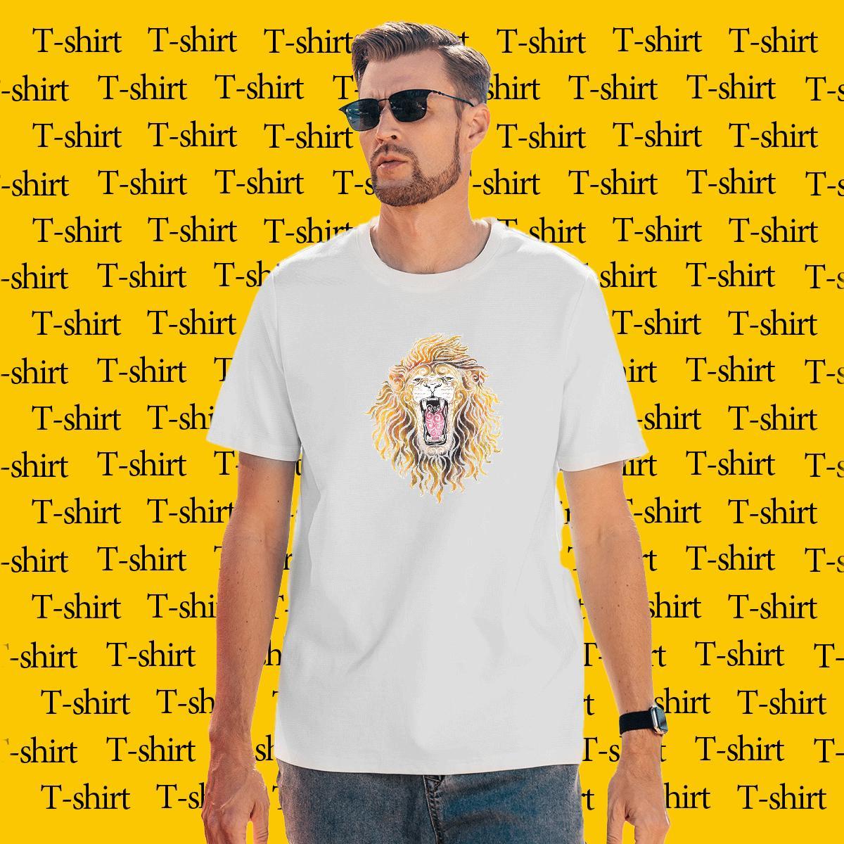 T-Shirts for Men 100% Cotton 230g lion Spring Summer Breathable Customized Print Men Tees New Designer Wholesale Tops