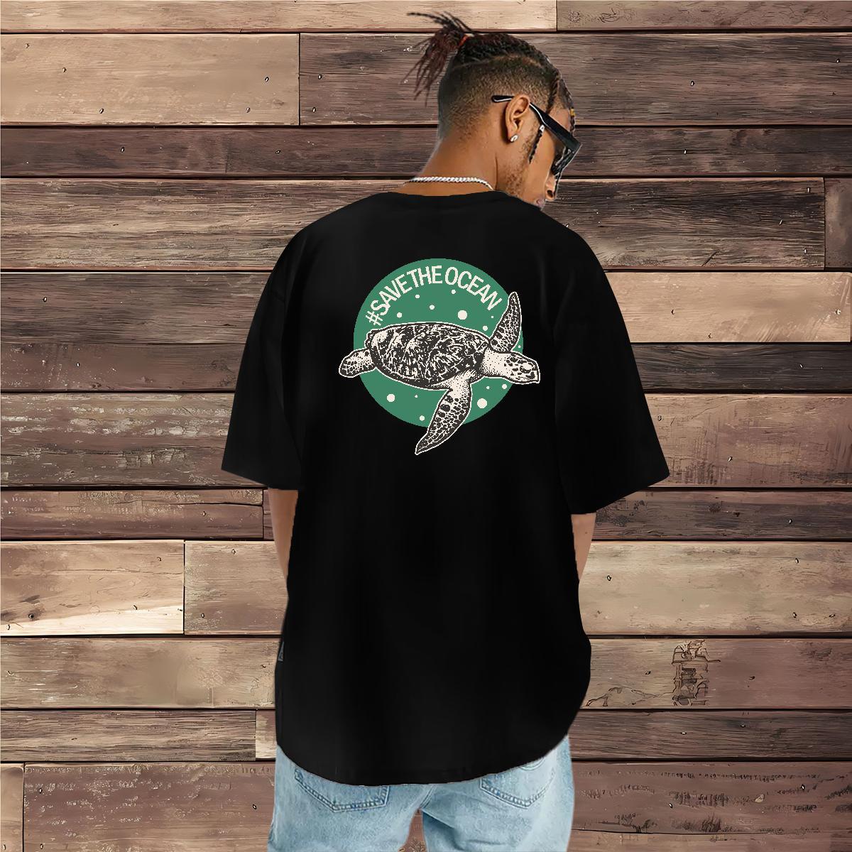 DIY Customized T-Shirts for Men 230g Cotton tortoise Street wear Hip Hop Tees Shirts Crew Neck Breathable Designer Men Clothes T-Shirt Graphic