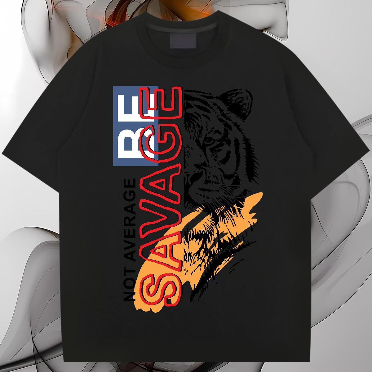 Fashion Designer T-Shirts for Men 230g 100% Cotton tiger High Street Hip Hop Tee Shirt Breathable Short Sleeve Free Shipping Men Clothes T-Shirt Graph
