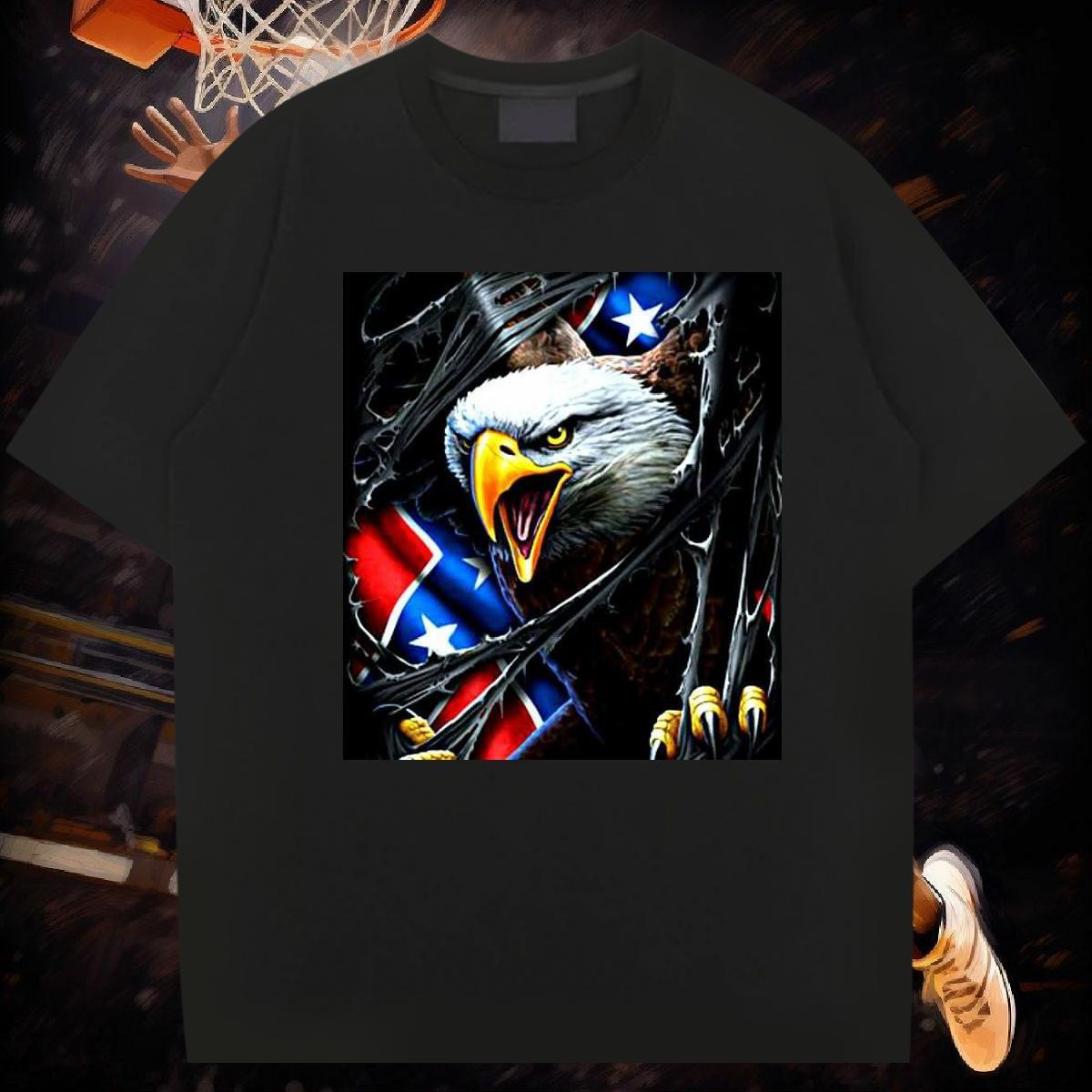 New Designer T-Shirts for Men 230g Pure Cotton eagle Street Tees Short Sleeve Soft Cool Men Clothes T-Shirt Skull