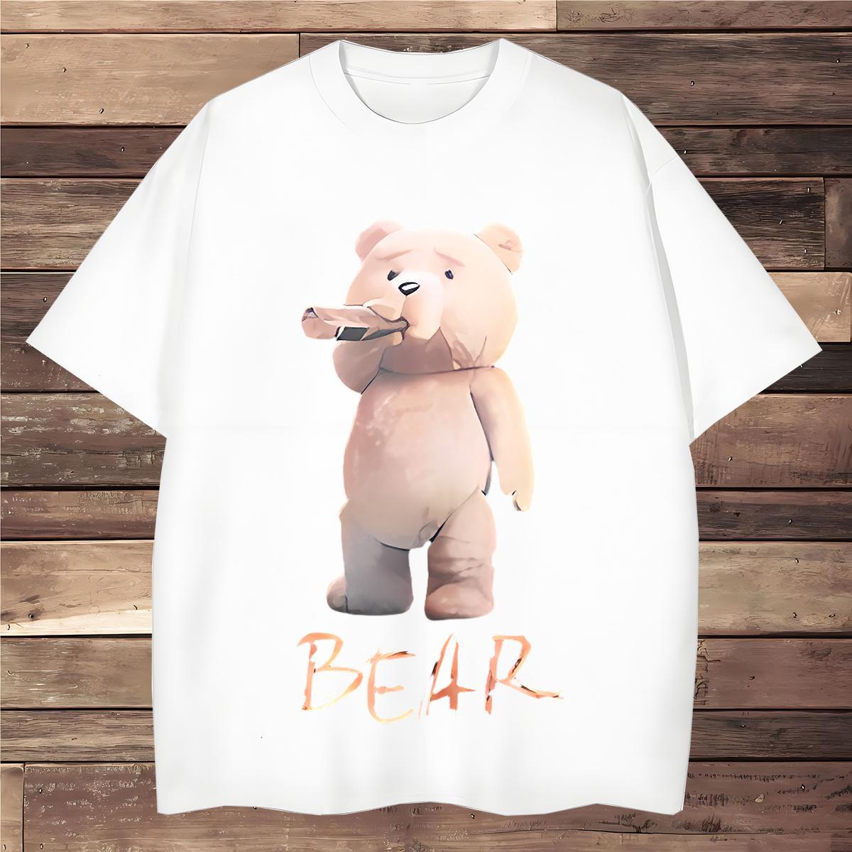 Brand Man T Shirts 100% Cotton 230g bear Sport Clothings Crew Neck High Quality Couples T Shirts Asian Size