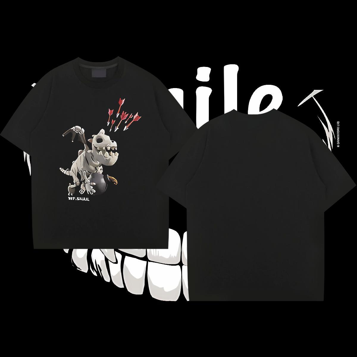 Classic Casual T shirt 230g Cotton dinosaur Daily Wear Tshirts Short Sleeve O-Neck Unisex Men Tops Tees DIY Printed