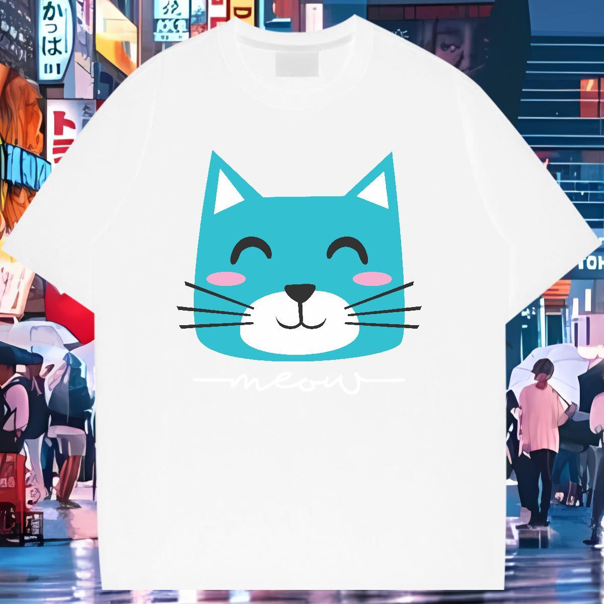 Casual New T Shirts Men 100% Cotton 230g cute Spring Summer Tees Breathable Short Sleeve Designer Men Tees Anime Print