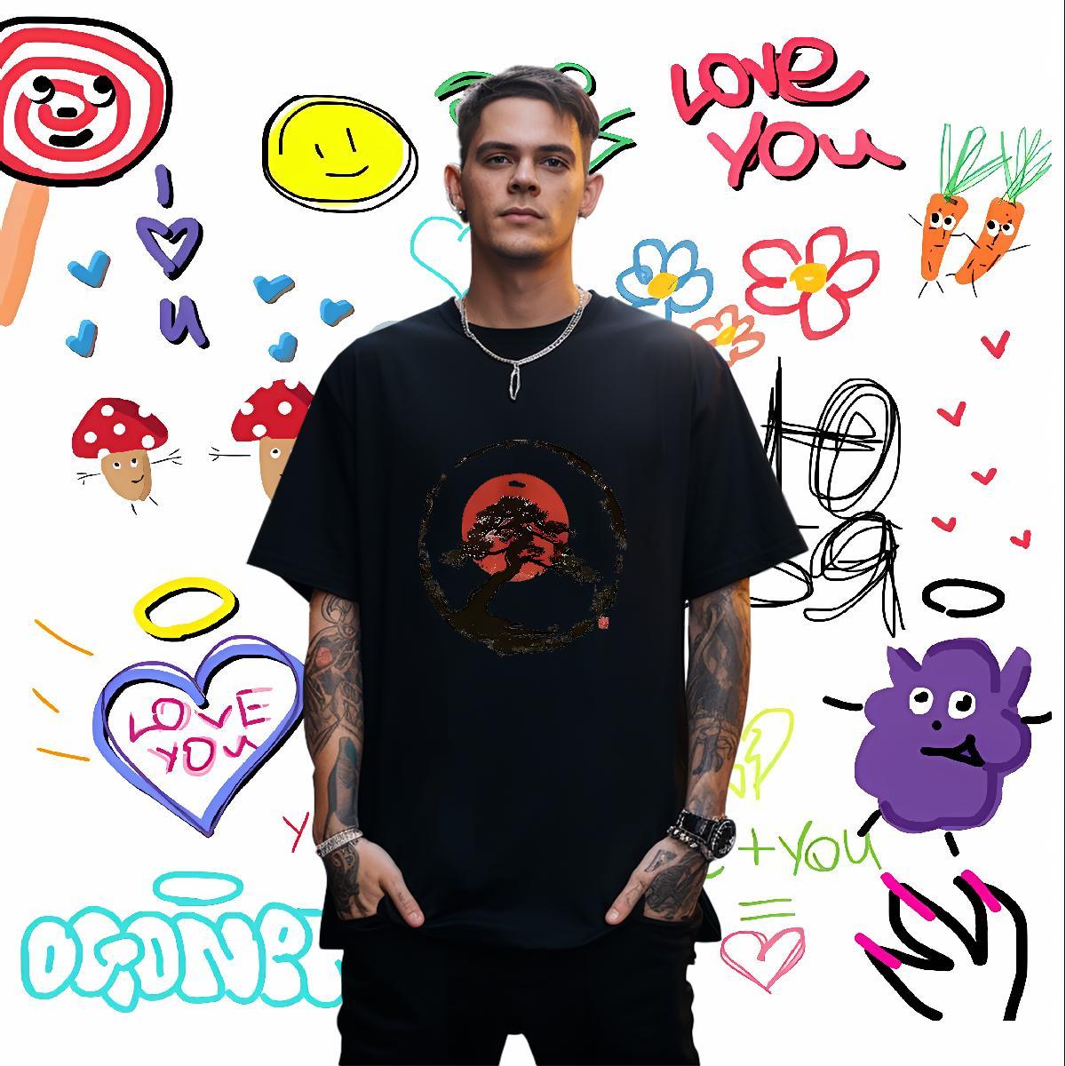 Mens T Shirts 100% Cotton 230g sun Street Wear Breathable Floral Print Tshirt for Man Woman Casual New High Quality Top Tees