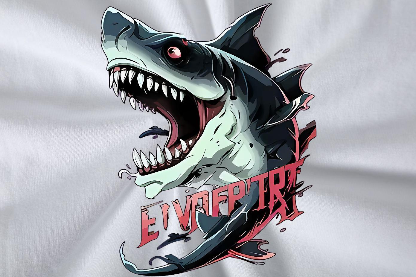 New Arrival Men T Shirts 230g Cotton shark Outdoor Tops Tees Breathable Crew Neck Cool Design Tshirts Cartoon Printing L-4XL