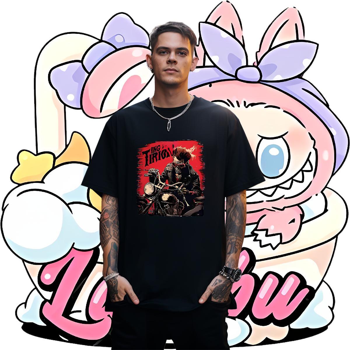 Cool Men Tops Tees 100% Cotton 230g Sport Motorcycle Black Oversized Breathable Short Sleeve Casual New T Shirt For Man Wear