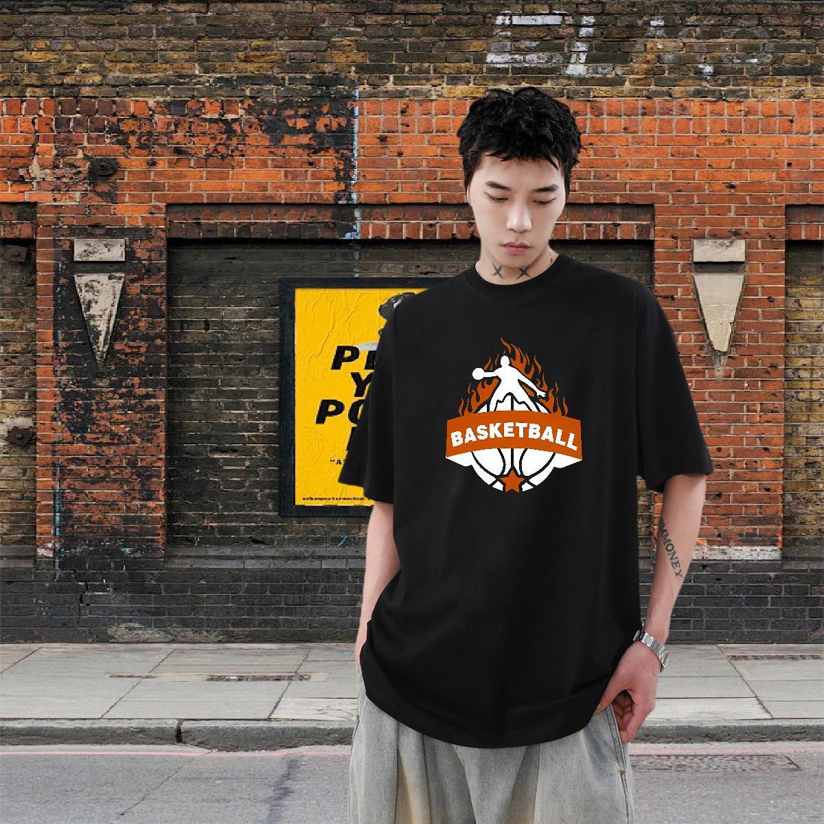 Brand Men Tshirts 230g Pure Cotton Sport basketball Plus Size Cartoon Breathable Short Sleeve DIY Mens T Shirts Polos