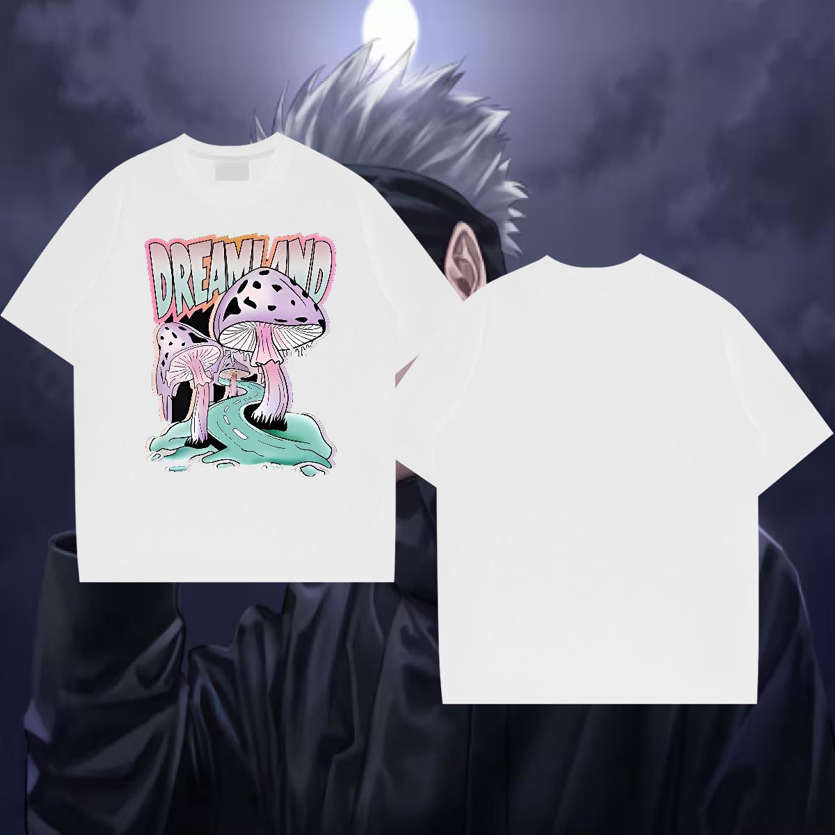 New Man T Shirts 230g Pure Cotton mushroom Anime Printing Street Tops Shirt O Neck Short Sleeves Popular Men Tops Tees Custom Print Plus Size