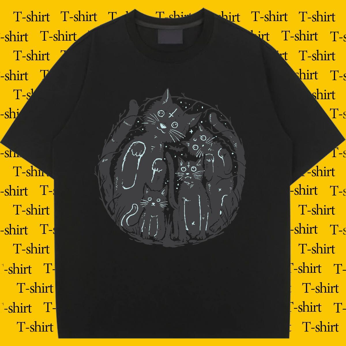 Unisex T Shirt For Woman Breathable Soft Tshirt for Man Woman DIY Anime cat Hip Hop 230g Cotton 2024 Top Shirts