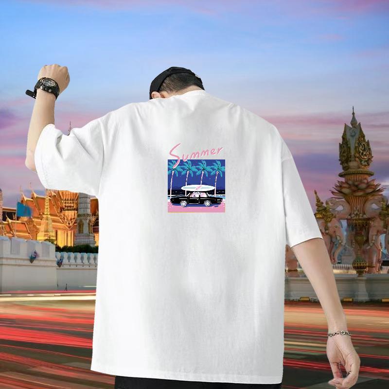 Classic Mens T Shirts 230g Cotton tree Outdoor Clothings Short Sleeve O-Neck Wholesale Men Tops Tees Black White