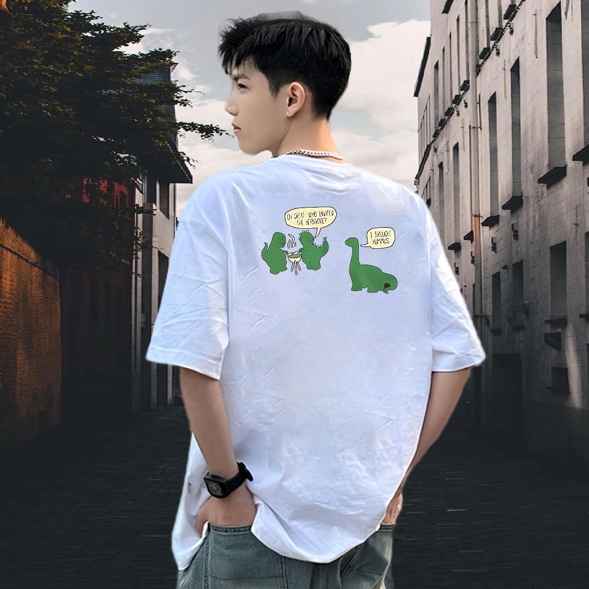 Wholesale T Shirt For Man 230g Cotton dinosaur Street Clothes Crew Neck Cool Design Men Tees Anime