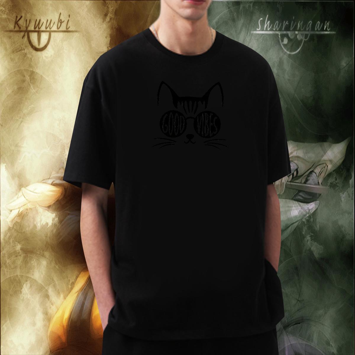 TOP Quality Couples T Shirts 230g Pure Cotton High Street Hip Hop cat Anime Print Breathable Crew Neck 2024 Men T Shirts Clothings