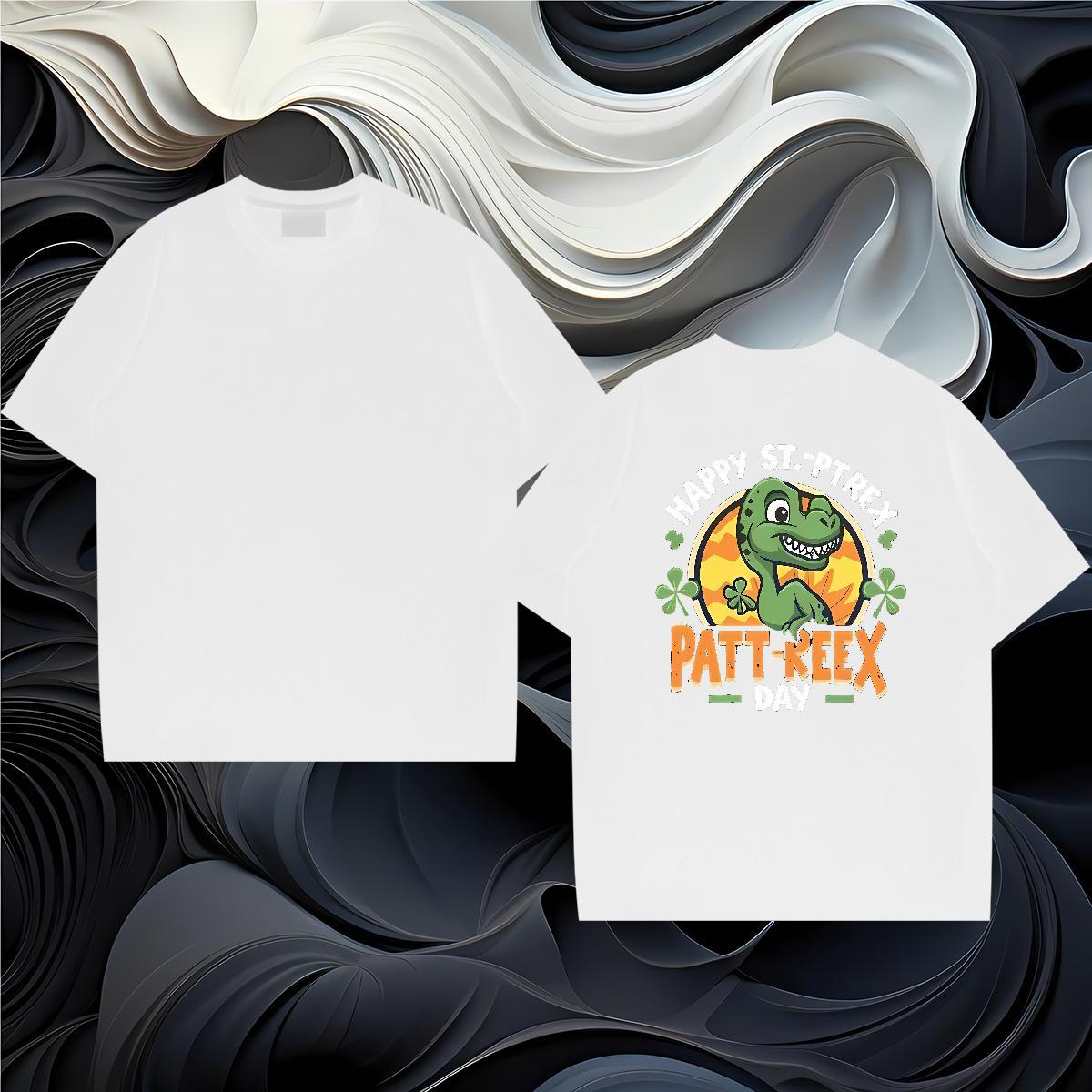 DIY Customized T Shirt For Man 230g 100% Cotton dinosaur Summer Casual Wear Round Neck Short Sleeve Comfortable Mens Tshirts Plus Size Cartoon