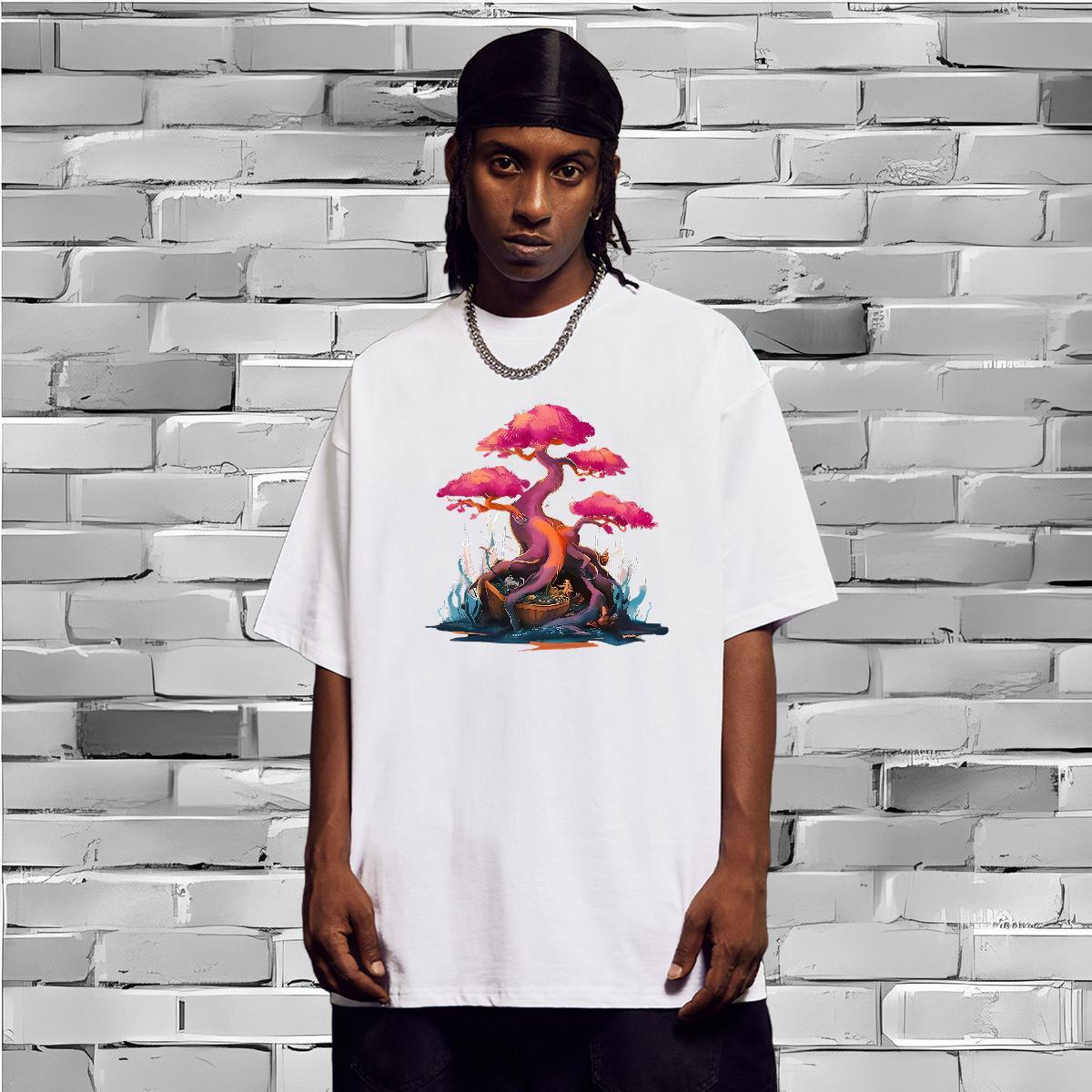 T Shirts Men 230g Pure Cotton tree Street Casual Breathable Soft Oversized Tshirt for Man Woman Fashion Design Classic Tees