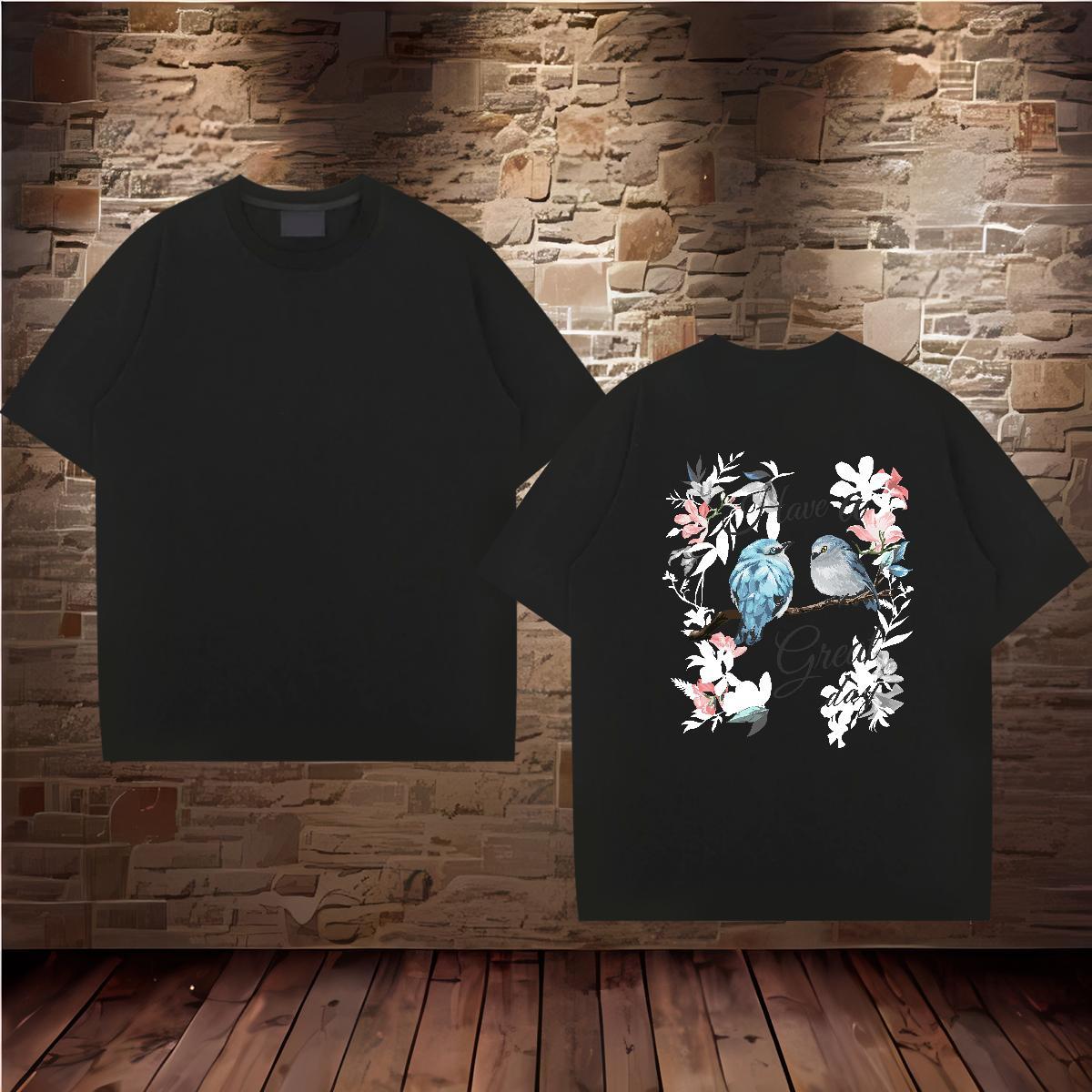 Classic T Shirts Men 230g 100% Cotton bird Casual Daily Wear Tops Shirt Round Neck Short Sleeve Soft Tshirt for Man Woman Plus Size Custom