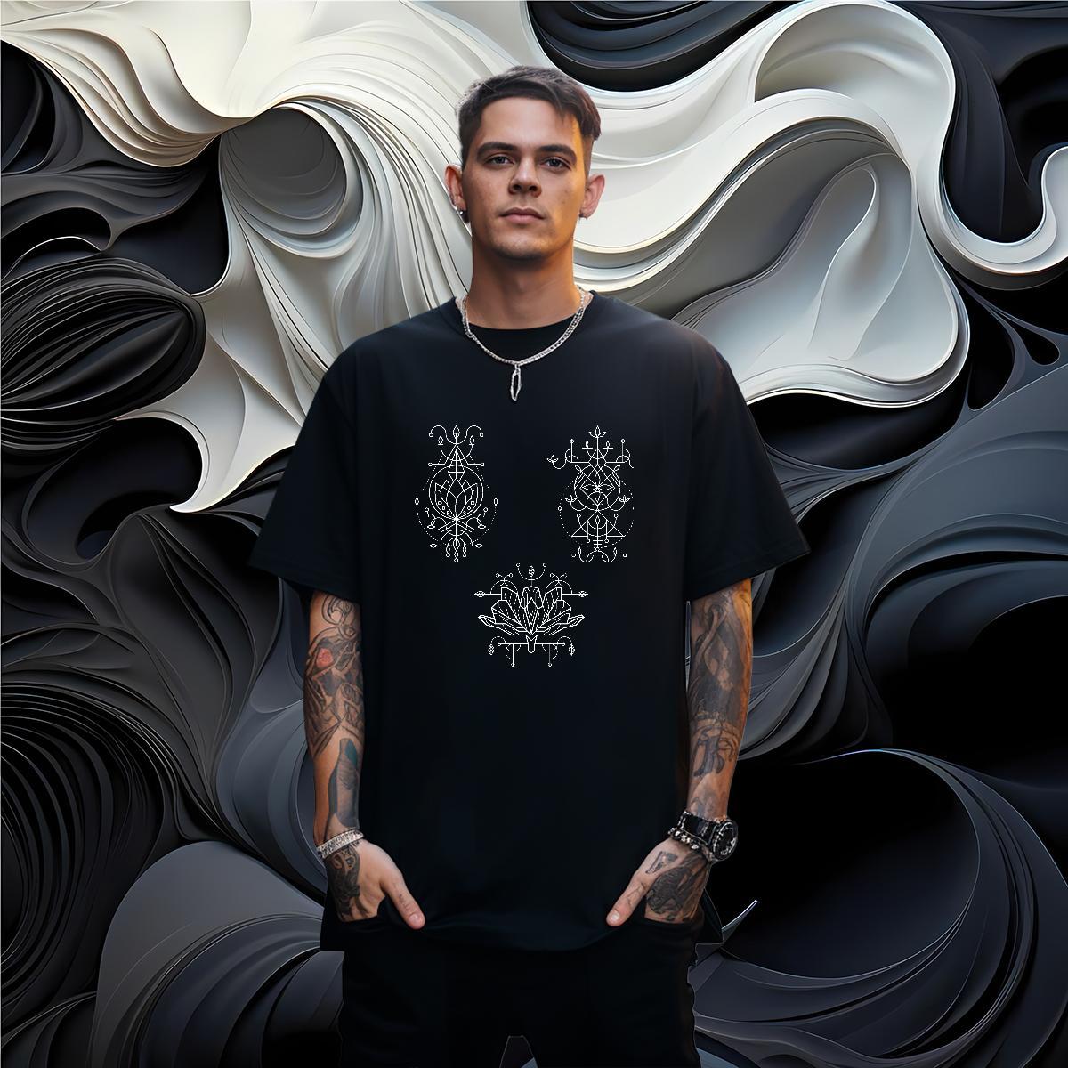 Men T Shirts 230g Pure Cotton Lines Home Outdoor O Neck Short Sleeves Custom Printed Men Tops Tees Fashion Casual High Quality Tees Shirts