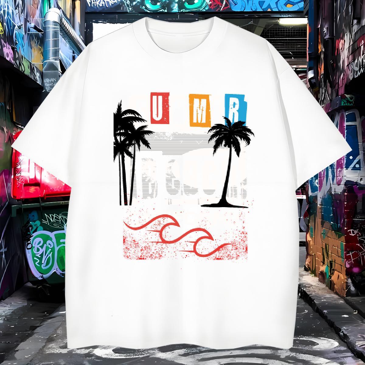 T-Shirts 100% Cotton 230g tree Hip Hop Breathable Crew Neck Custom Printed Men Tees Classic Loose Tops Tees