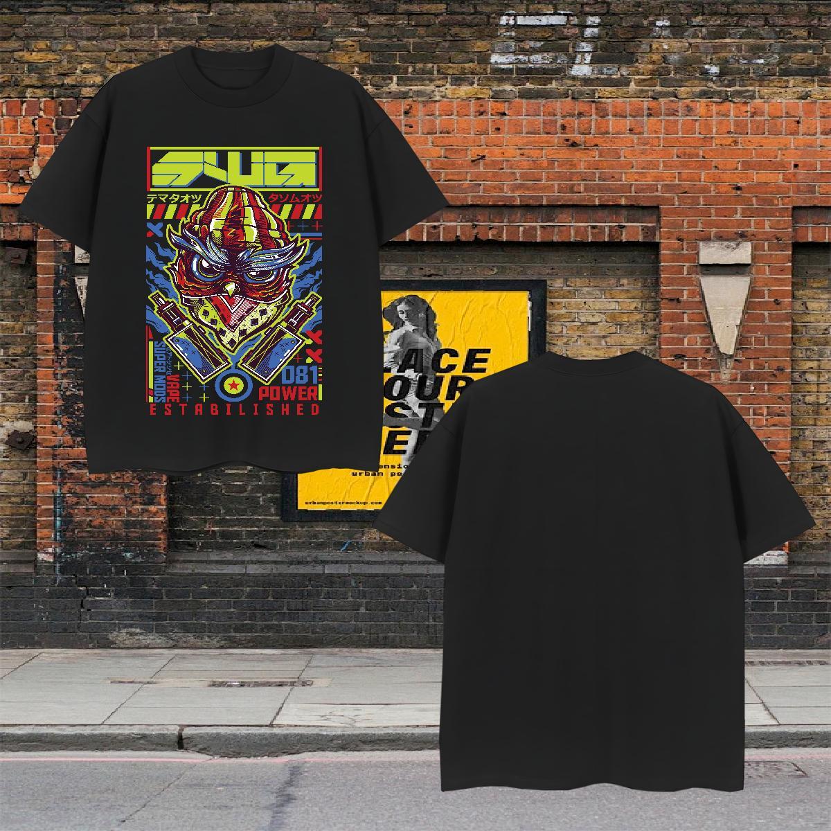 DIY T-Shirts 230g 100% Cotton Owl Hip Hop Street Wear Short Sleeve O-Neck Brand Men Tees DIY Printed