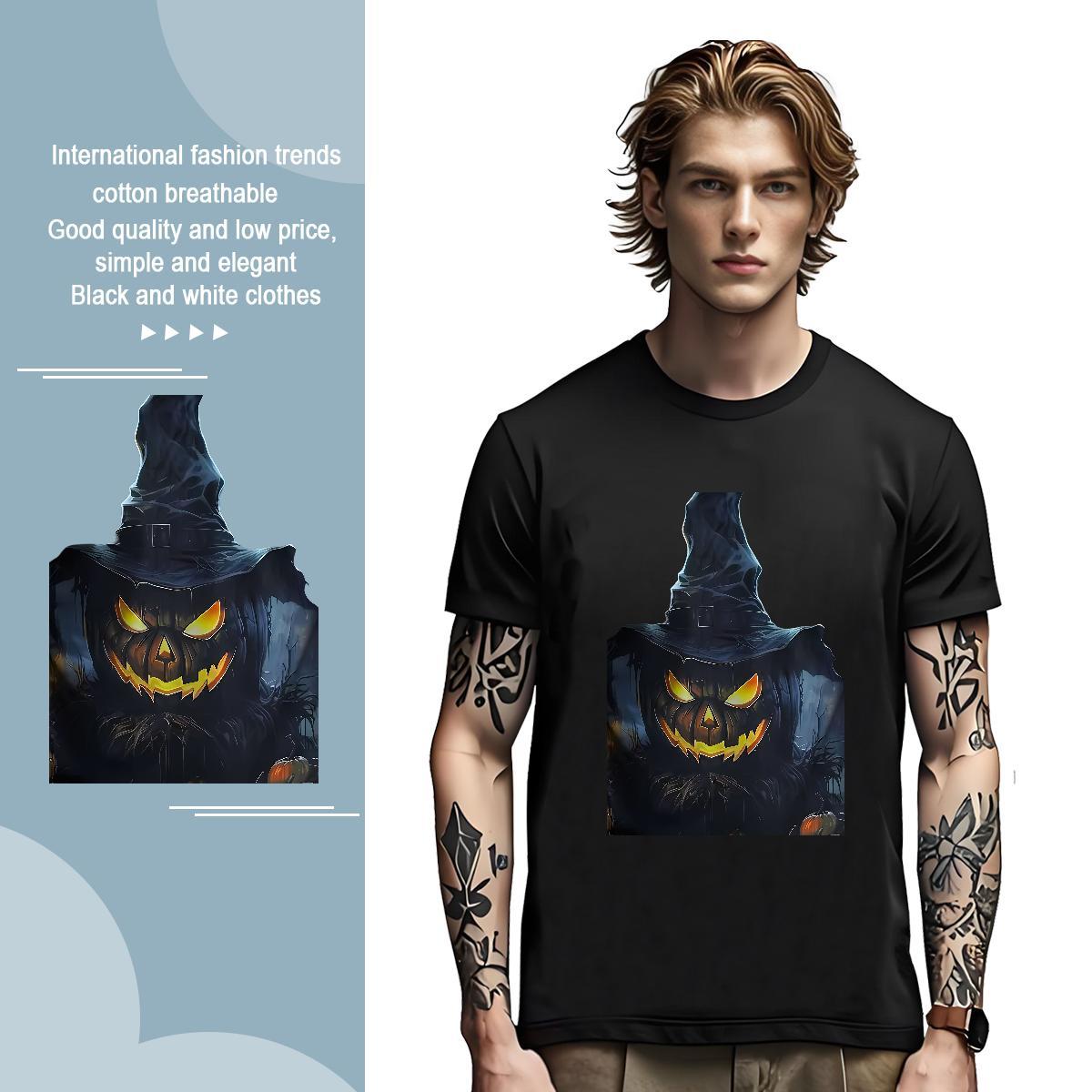 T-Shirts 230g Cotton evil Daily Wear Crew Neck Breathable Graphic Men Tops Tees Fashion Designer High Quality Tshirts