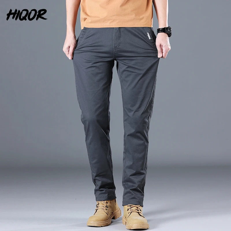 HIQOR Trousers For Men Summer Thin Straight Long Pants Korean Versatile Cargo Embroidery Design Man Casual Baggy 240806