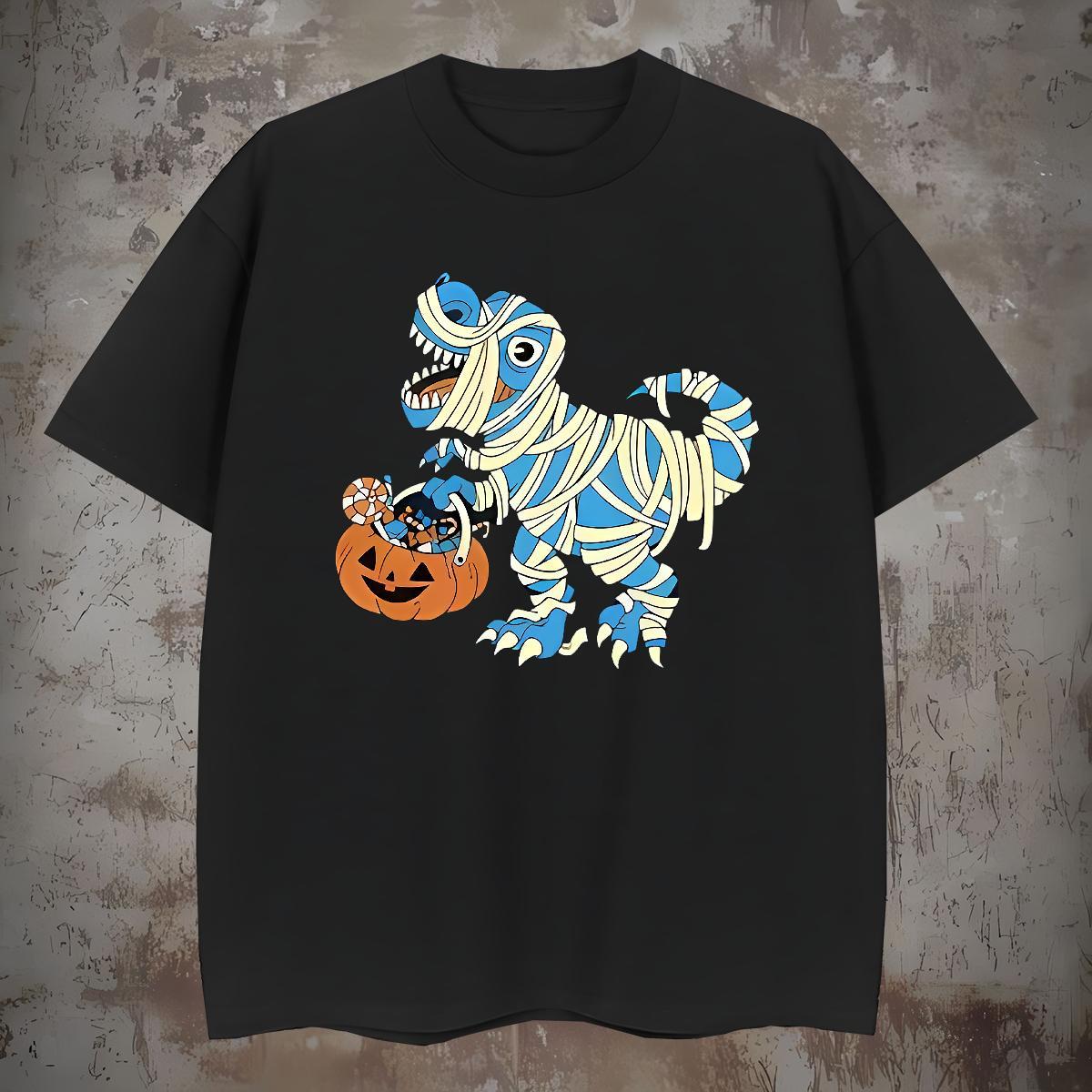 Loose Fit Men Tops Tees 100% Cotton 230g halloween T Shirts Men Daily Wear Breathable Short Sleeve Cartoon Printing L-4XL Fashion Casual Polos