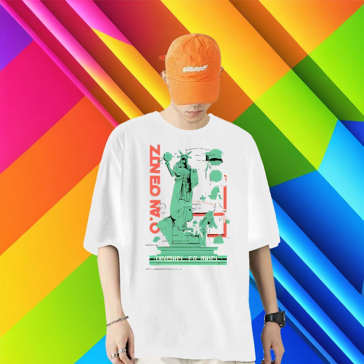 2024 DIY Man T Shirts 230g Pure Cotton the Statue of Liberty Anime Printing Street Tops Short Sleeve Soft Cool Men Tshirts Oversized 4XL