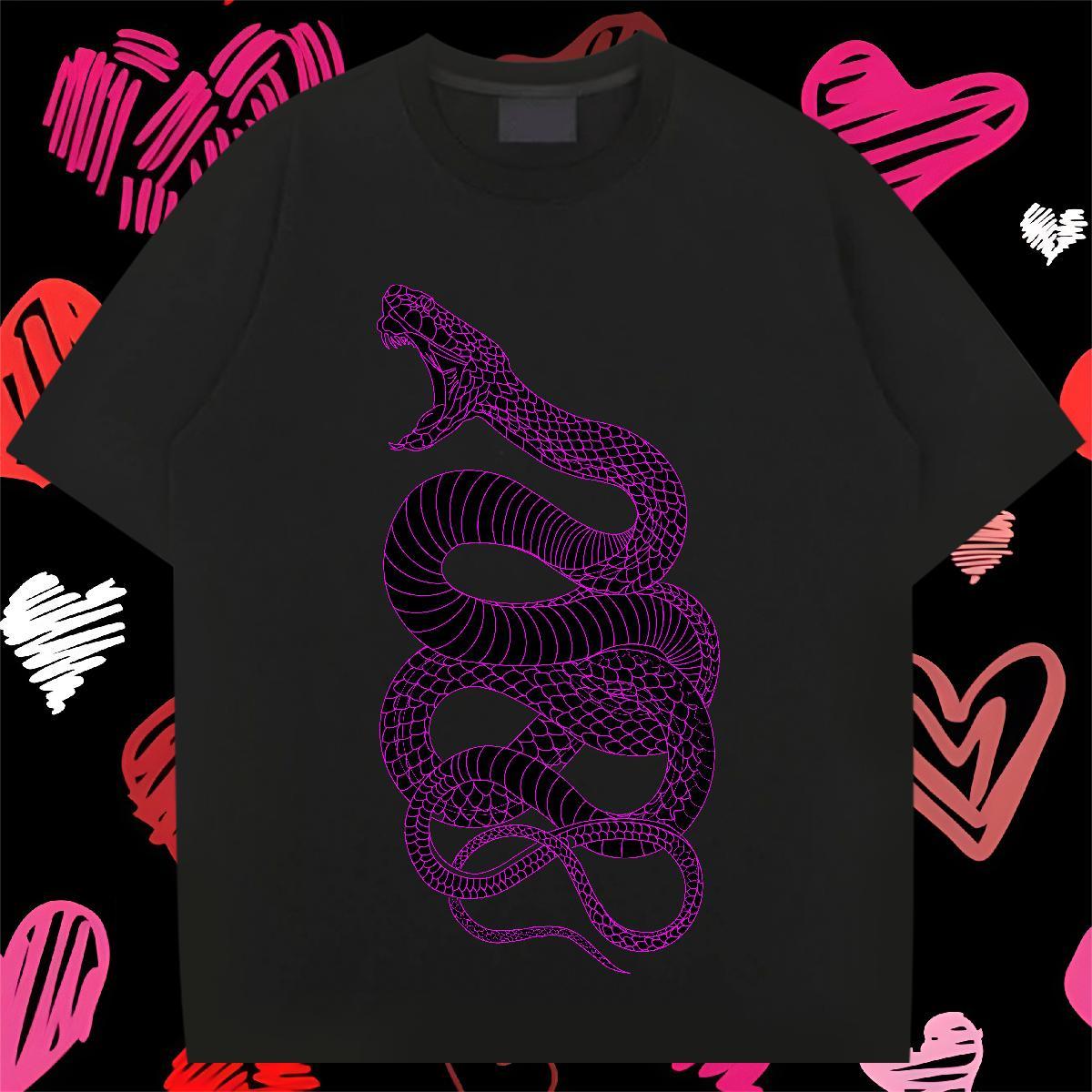 Brand T Shirts Men 230g 100% Cotton snake Summer Casual Polos Breathable Crew Neck Popular Men Tops Tees DIY Anime