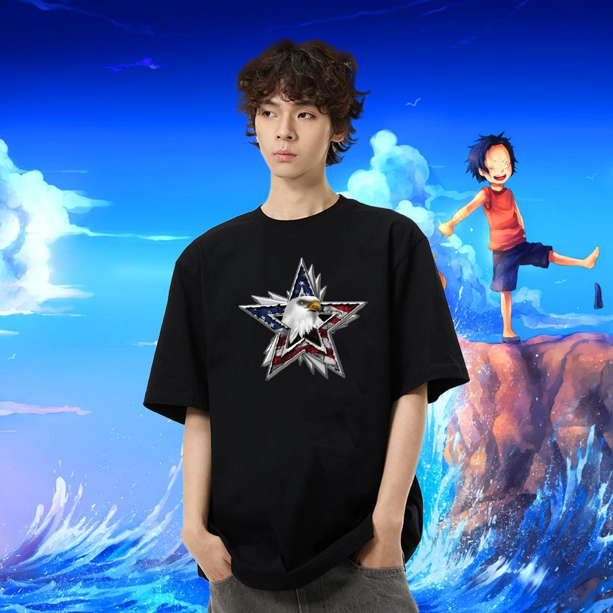 Free Shipping T-Shirts for Men 230g 100% Cotton eagle Home Outdoor Tops Short Sleeve O-Neck Cool Design Men Tshirts Custom Big Size