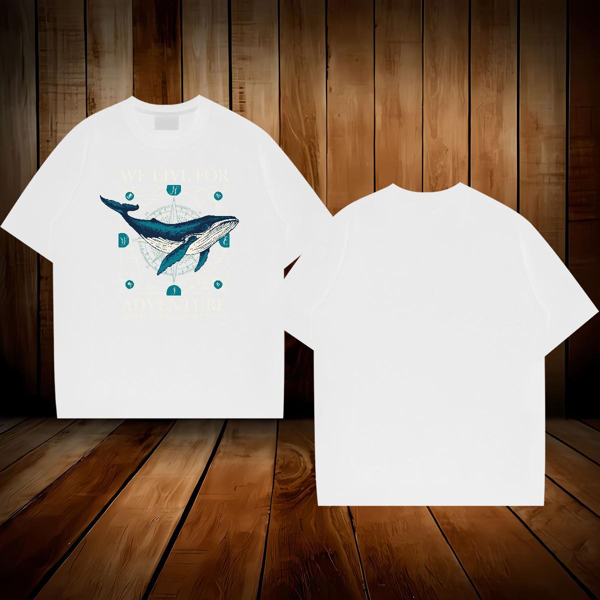 Classic Casual T-Shirts for Men 230g Cotton fish Casual Daily Wear Clothings O Neck Short Sleeves Popular Tshirt for Man Woman Anime