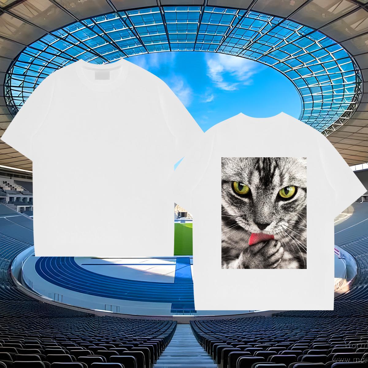 Designer Tshirts 230g Pure Cotton cat T-Shirts for Men Casual Daily Wear Breathable Short Sleeve DIY Anime Classic Casual Tees