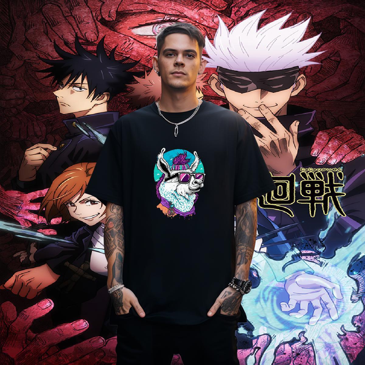 Loose Fit Men Tshirts 100% Cotton 230g Deer T shirt High Street Hip Hop Short Sleeve O-Neck Oversized 3XL 4XL 2024 Tees Shirts