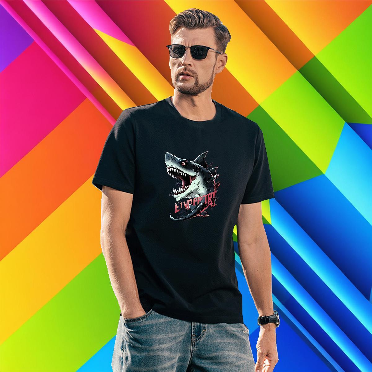 Brand Men Tshirts 230g Cotton Hip Hop shark Custom Print Oversized Short Sleeve Soft 2024 Designer T shirt Tees