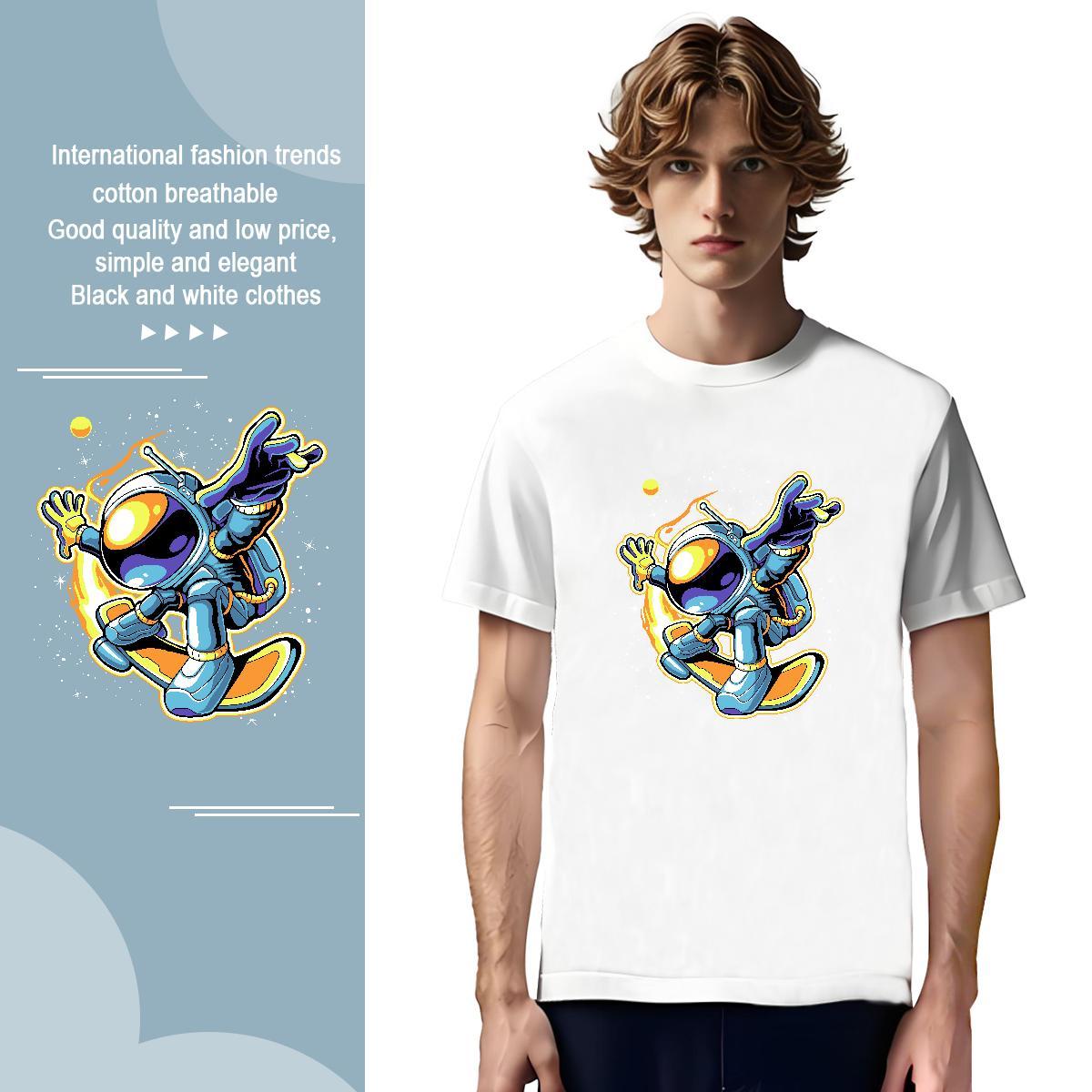 T Shirt For Man 230g 100% Cotton universe Street wear Hip Hop Breathable Crew Neck Custom Print Plus Size Men Clothes T-Shirt New Cool Tops