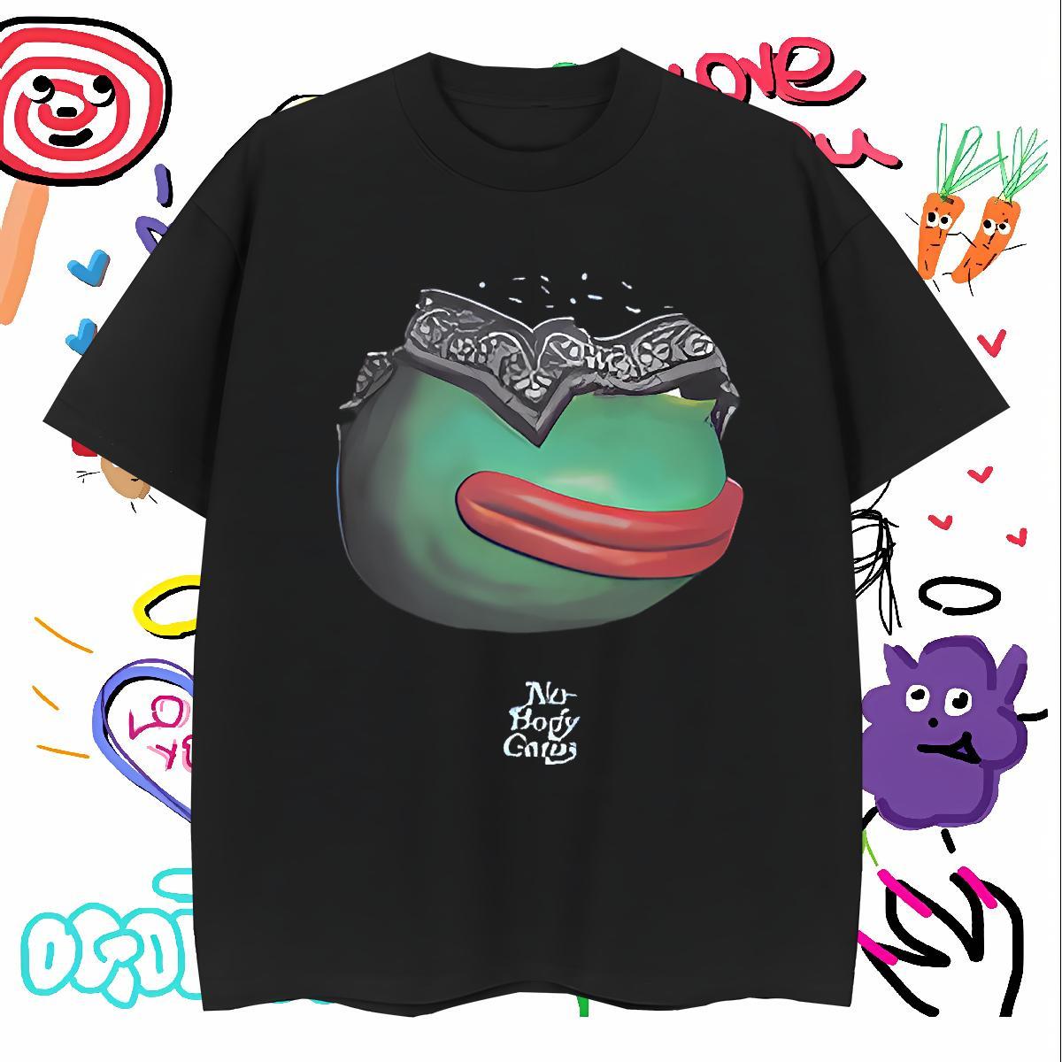 T-Shirts 230g Cotton Frog High Street Hip Hop Round Neck Short Sleeve Customized Print Men Tops Tees Fashion Casual Soft Tee Shirt