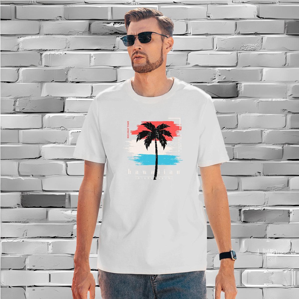 Men T Shirts 230g Pure Cotton tree Hip Hop Crew Neck Breathable Anime Men Tshirts Factory Direct Loose Clothings