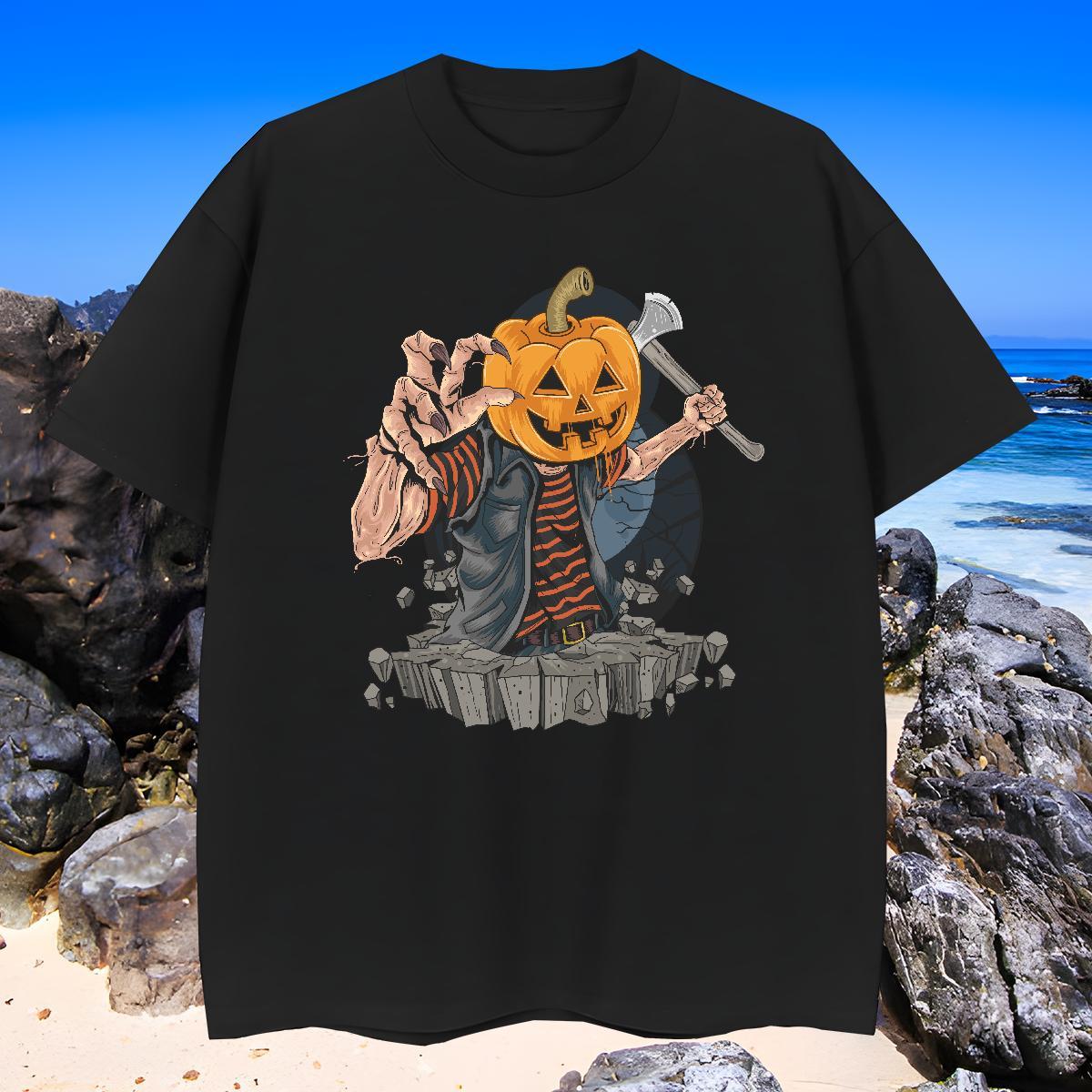 High Quality Tshirts 100% Cotton 230g pumpkin T shirt Spring Summer Breathable Short Sleeve DIY Printed Fashion Tops Tees