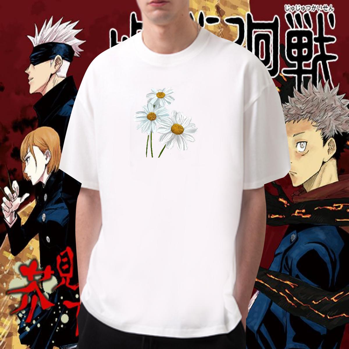 Fashion T shirt 230g 100% Cotton flower Daily Outfit Tee Shirt Breathable Short Sleeve Unisex Men Tops Tees Oversized 4XL