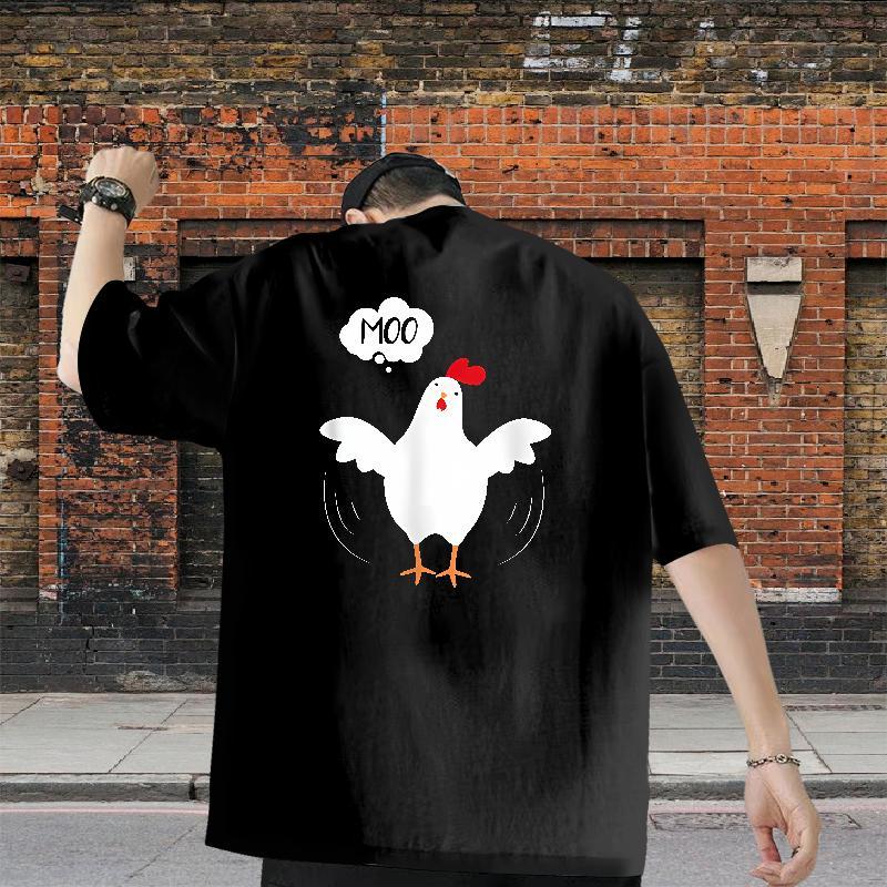 Stylist T Shirt For Man 230g 100% Cotton chicken High Street Hip Hop Clothings Short Sleeve Soft Classic Men Tops Tees DIY Printed