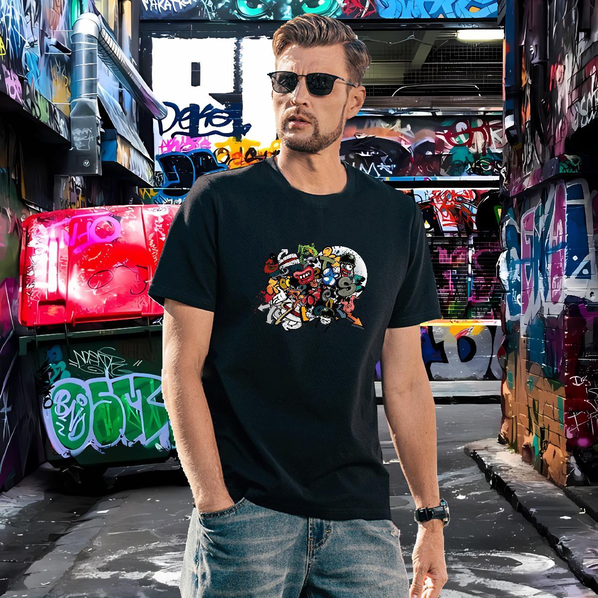 T shirt 230g Cotton icon Daily Outfit Crew Neck Cartoon Printing L-4XL Tshirt for Man Woman Fashion New Loose Tees Shirts