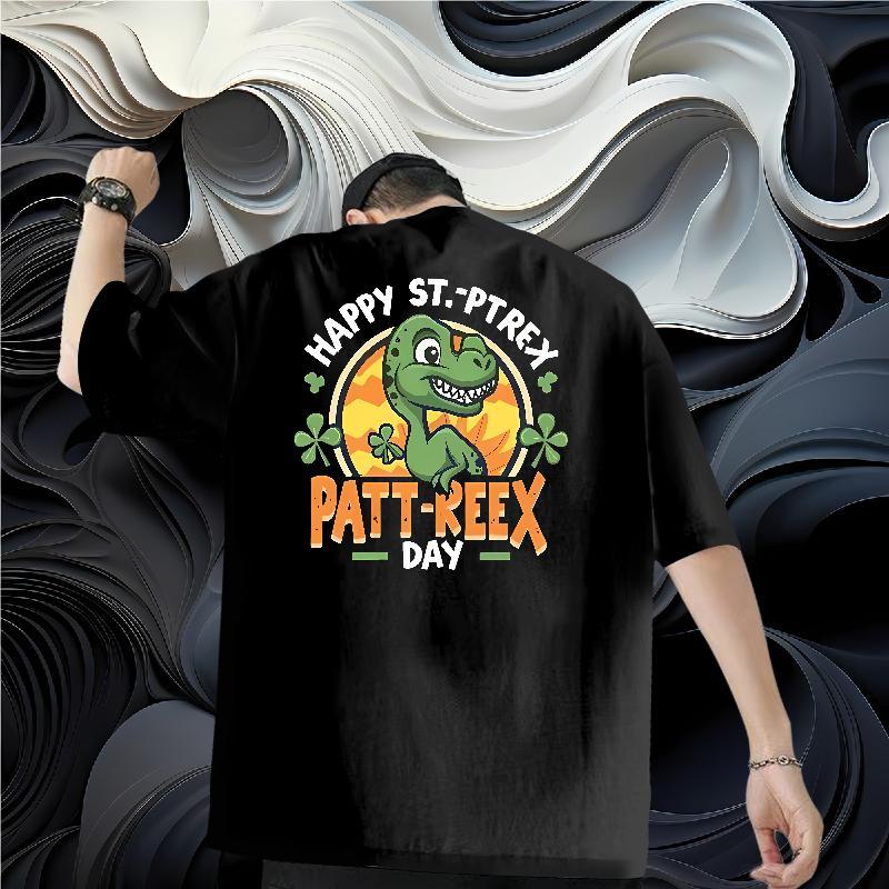 DIY Customized T Shirt For Man 230g 100% Cotton dinosaur Summer Casual Wear Round Neck Short Sleeve Comfortable Mens Tshirts Plus Size Cartoon