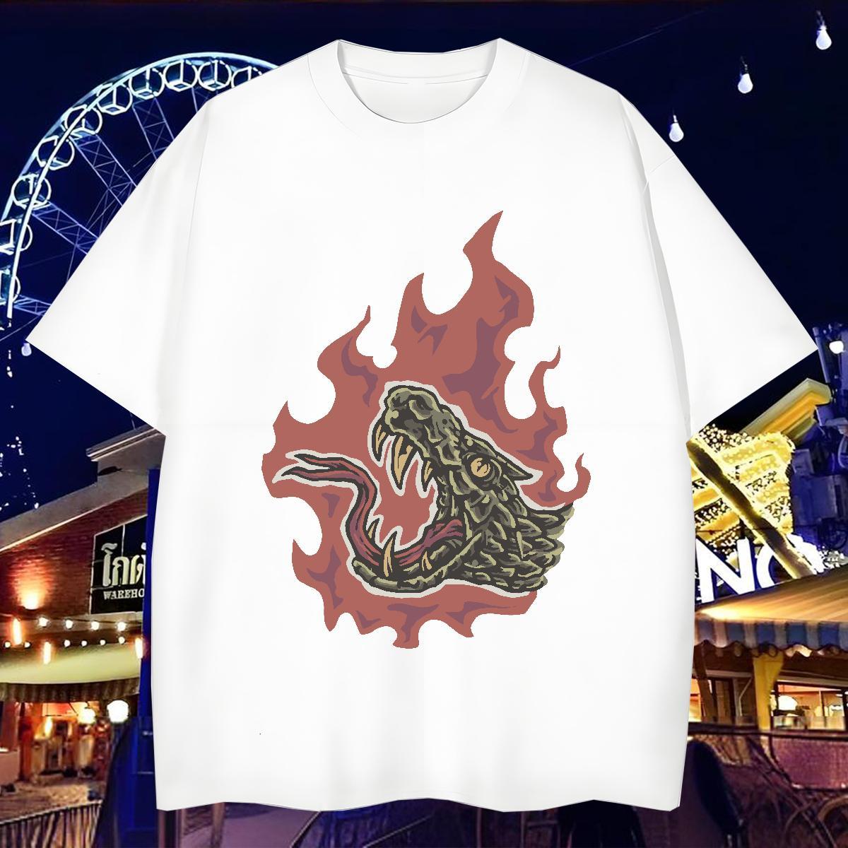 DIY Customized Mens T Shirts 230g Cotton crocodile High Street Hip Hop Wear Breathable Short Sleeve Soft Men Tees DIY Anime