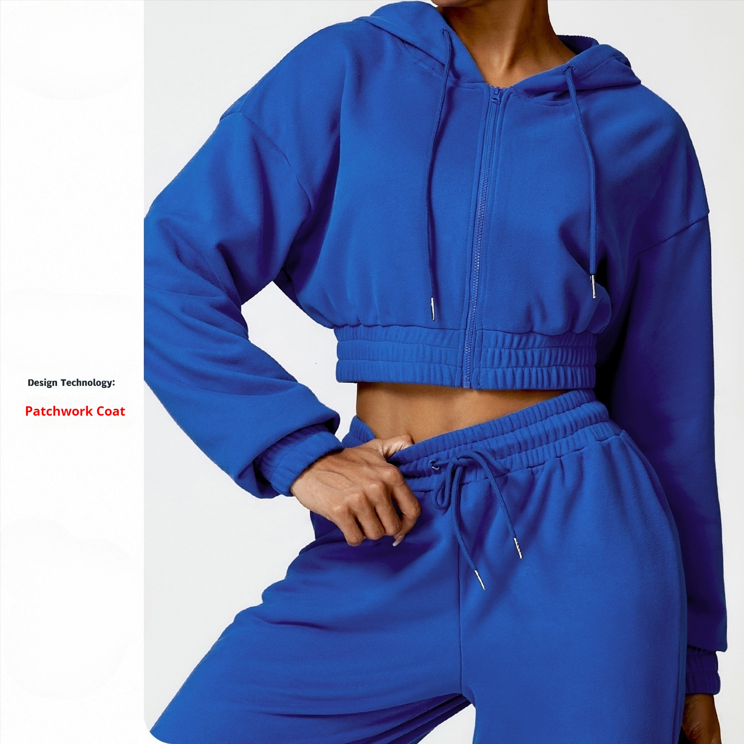 Women's outerwear, warm and casual, loose long sleeved zipper sweatshirt, hooded fitness sweatshirt