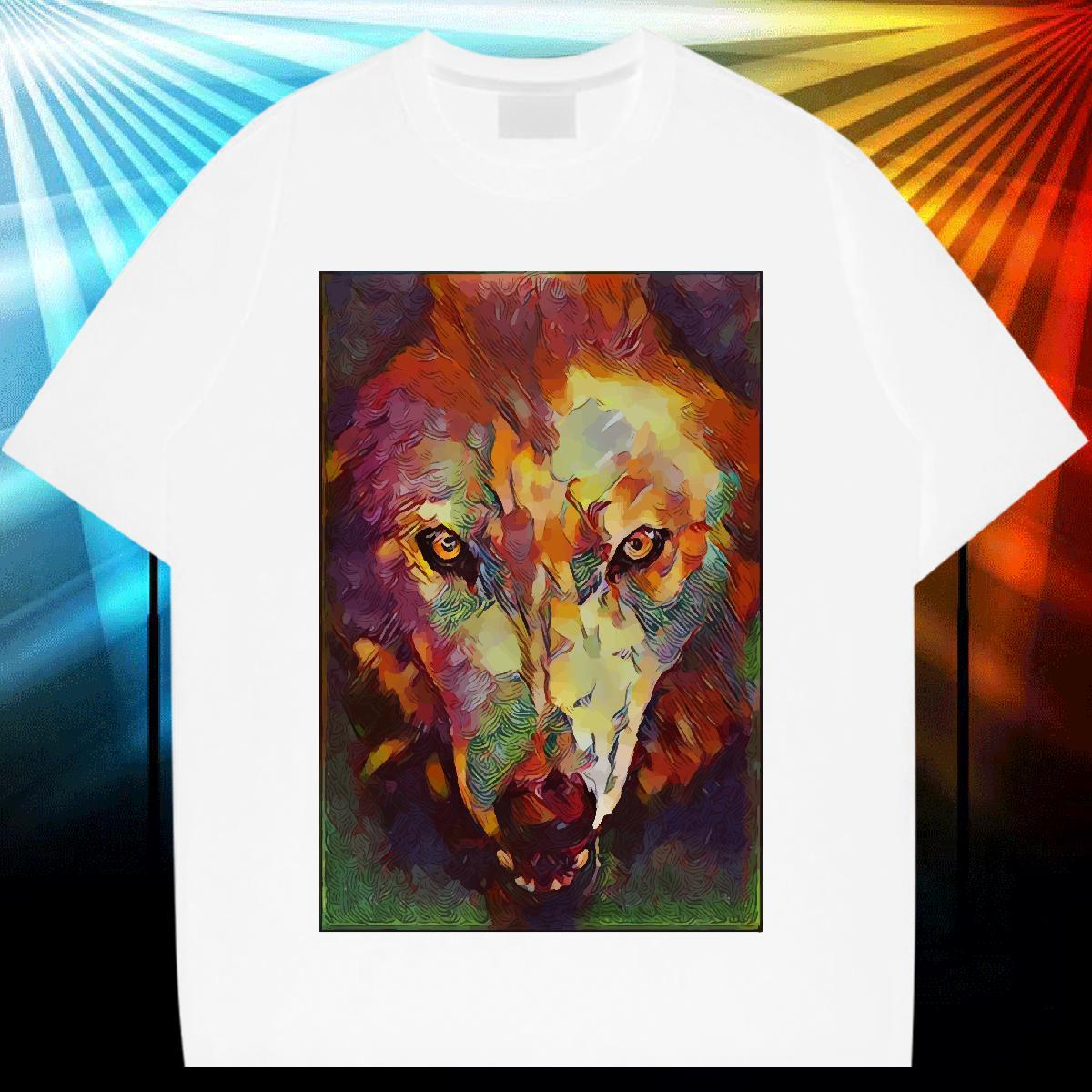 Factory Direct Man T Shirts 230g Cotton wolf Sports Casual Tops Breathable Loose Men Clothes T-Shirt DIY Anime