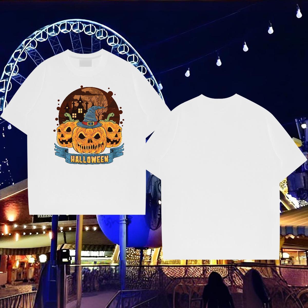 2024 DIY Men T Shirts 100% Cotton 230g Halloween Summer Casual Tops Crew Neck Breathable Soft Men Tshirts DIY Logo Oversized