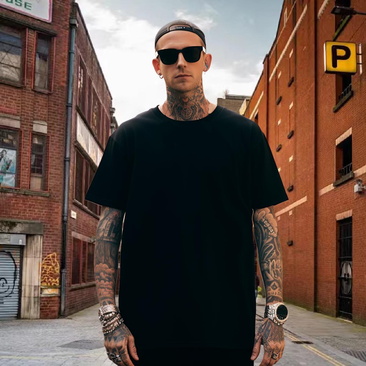 Men T Shirts 230g Pure Cotton Geometric line Street Wear Breathable Short Sleeve Asian Size Men Tops Tees Classic Free Shipping Tshirts