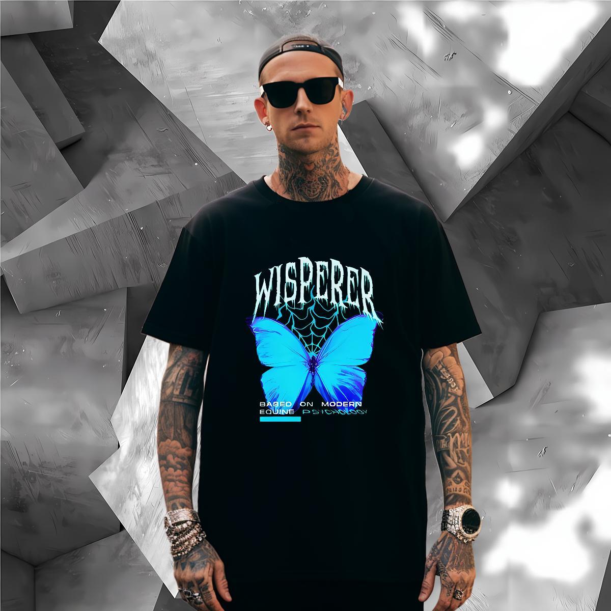 Men T Shirts 100% Cotton 230g Butterfly Street wear Hip Hop Breathable Short Sleeve Asian Size Men Tees Factory Direct High Quality Tops